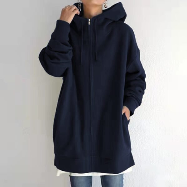 Women's Fuzzy Hoodies Long Sport Pullover Hoodie Full-Zip Hoodie Sweatshirt - Image 5