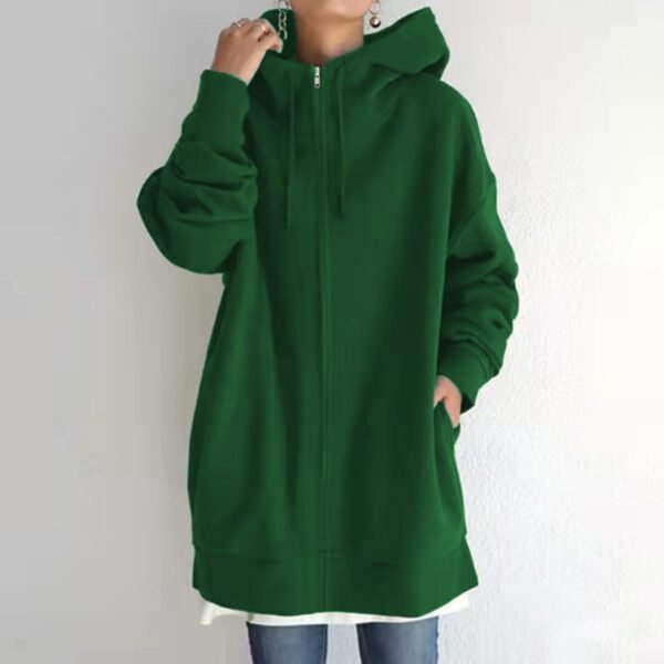 Women's Fuzzy Hoodies Long Sport Pullover Hoodie Full-Zip Hoodie Sweatshirt - Image 4