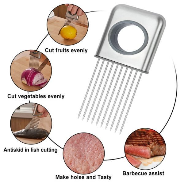 Stainless Steel Onion & Tomato Slicer Easy Grip Kitchen Tool - Image 2