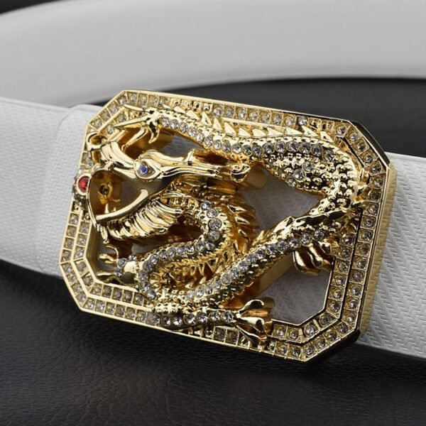 Men's White & Gold Smooth Buckle Belt ,Stylish & Durable - Image 7