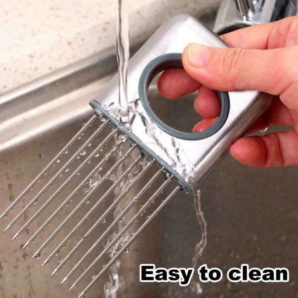 Stainless Steel Onion & Tomato Slicer Easy Grip Kitchen Tool - Image 10