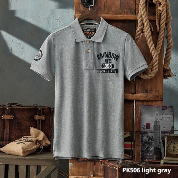 Summer Casual Men's Slim-fitting Simple Lapel Short Sleeve T-shirt - Image 6