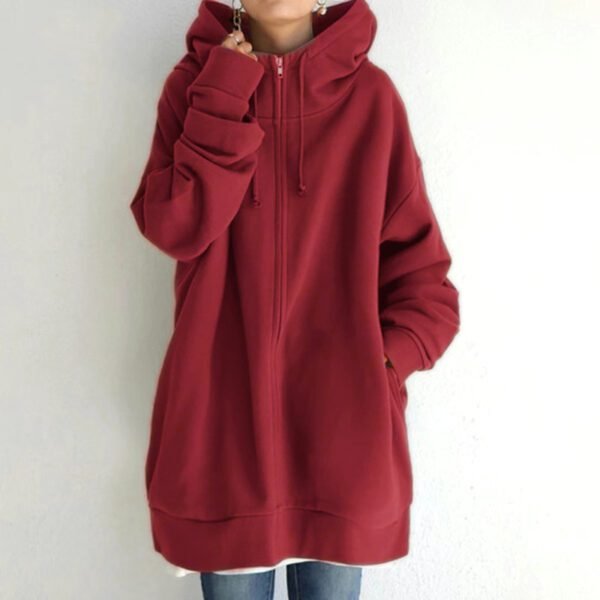 Women's Fuzzy Hoodies Long Sport Pullover Hoodie Full-Zip Hoodie Sweatshirt - Image 8