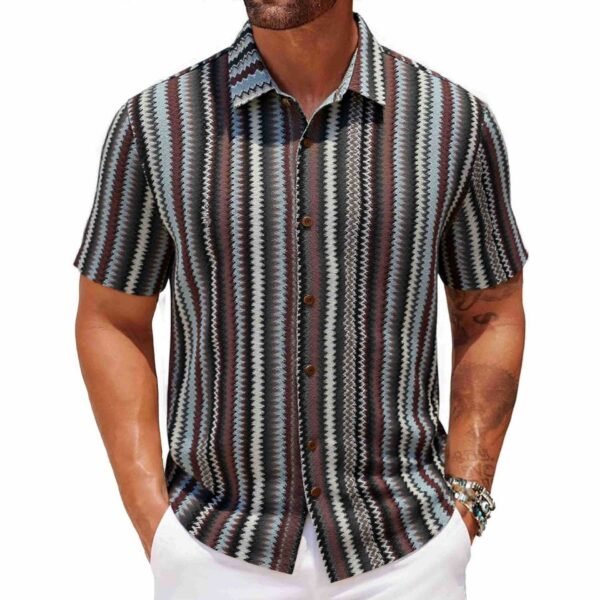 Summer New Men's Ethnic Style Striped Shirt - Image 5