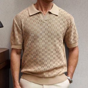 Fashion Dovetail Collar Tencel Men’s Casual Sweater – Sophisticated Comfort for Modern Style