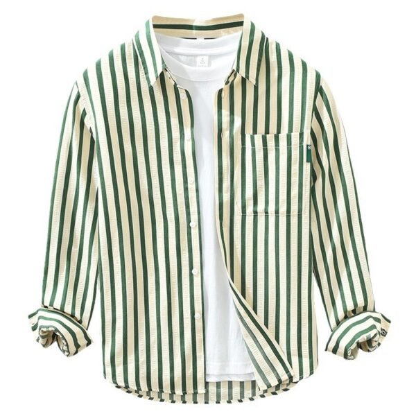 GenZ Vertical Striped Long-Sleeve Shirt – Loose Fit, Casual & Stylish - Image 6