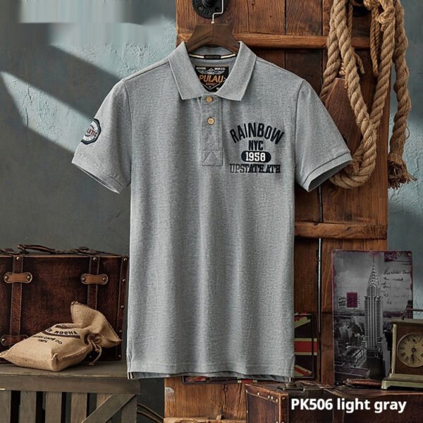 Summer Casual Men's Slim-fitting Simple Lapel Short Sleeve T-shirt - Image 7