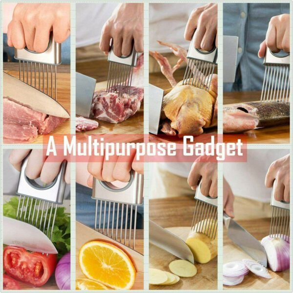 Stainless Steel Onion & Tomato Slicer Easy Grip Kitchen Tool - Image 4