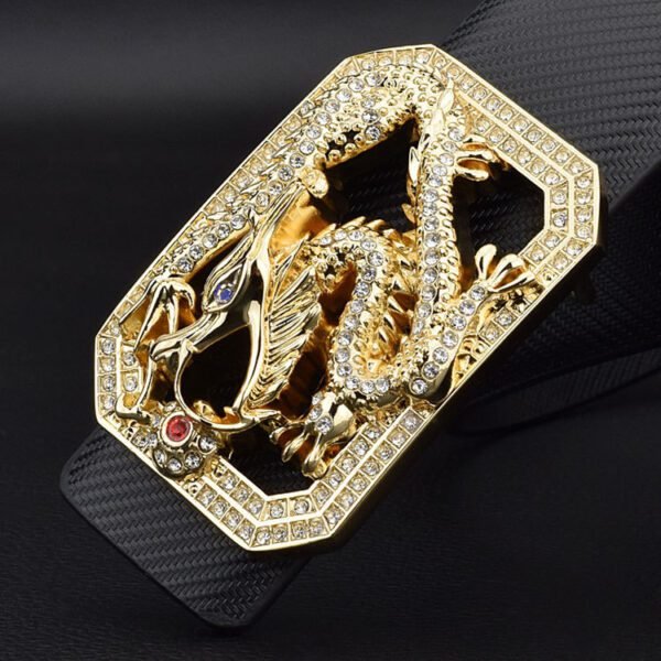 Men's White & Gold Smooth Buckle Belt ,Stylish & Durable - Image 2