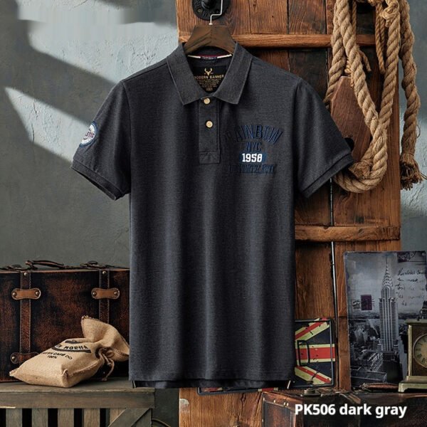 Summer Casual Men's Slim-fitting Simple Lapel Short Sleeve T-shirt - Image 9