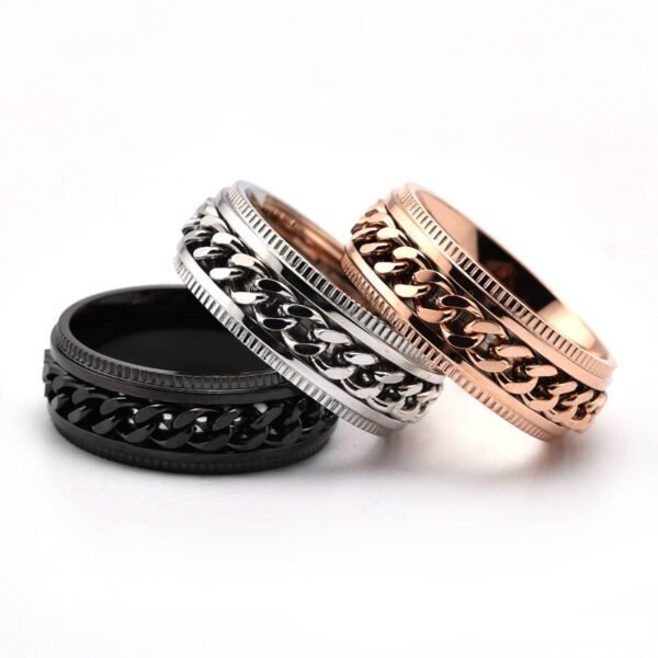 Cool Men's Stainless Steel Spinner Rings Fidget Band Style - Image 3