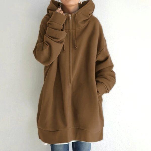 Women's Fuzzy Hoodies Long Sport Pullover Hoodie Full-Zip Hoodie Sweatshirt - Image 7