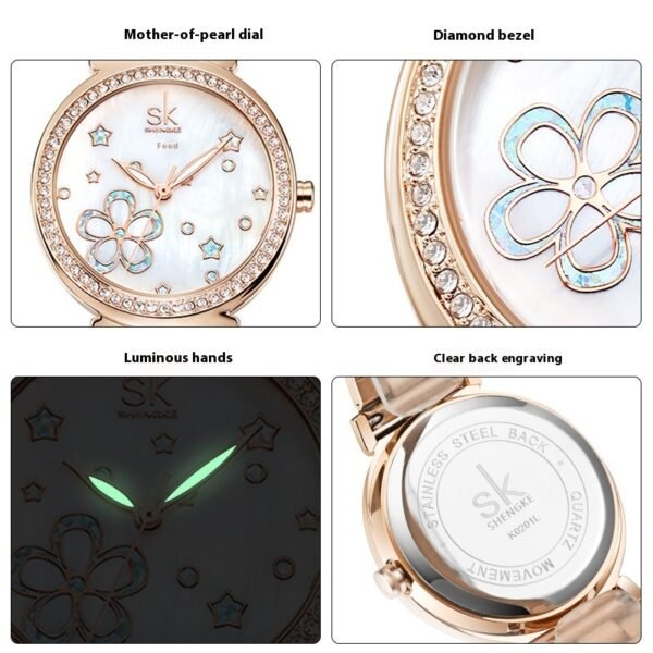 Women’s Diamond Quartz Steel Belt Watch – Elegant & Durable Luxury Timepiece - Image 5
