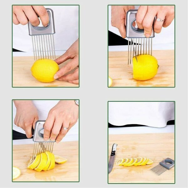 Stainless Steel Onion & Tomato Slicer Easy Grip Kitchen Tool - Image 6