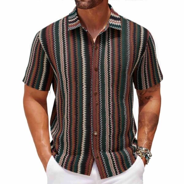 Summer New Men's Ethnic Style Striped Shirt - Image 2