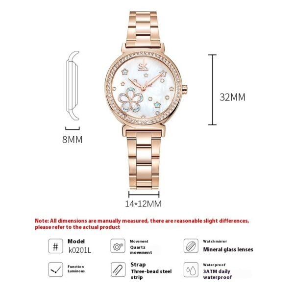 Women’s Diamond Quartz Steel Belt Watch – Elegant & Durable Luxury Timepiece - Image 3