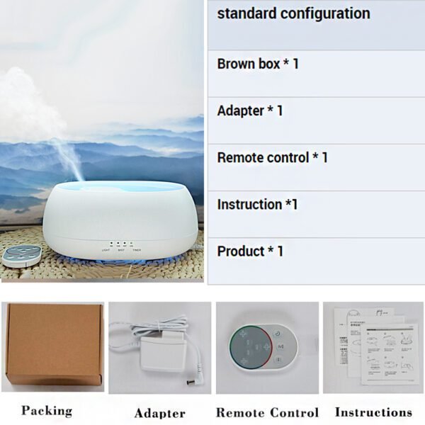 HOMEFISH 500ml Ultrasonic Aroma Diffuser – Colorful Light & Essential Oil Humidifier - Image 3