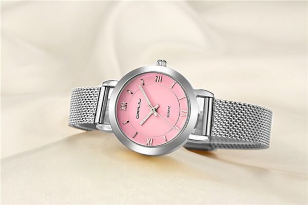 Women’s Small Quartz Watch with Steel Mesh Belt – Elegant & Lightweight Timepiece - Image 2