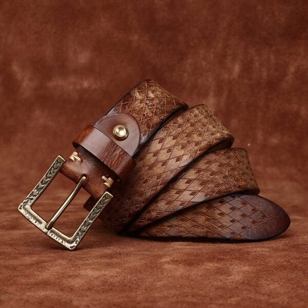 Diamond-Carved Men's Denim Belt – Premium Style & Durability - Image 3