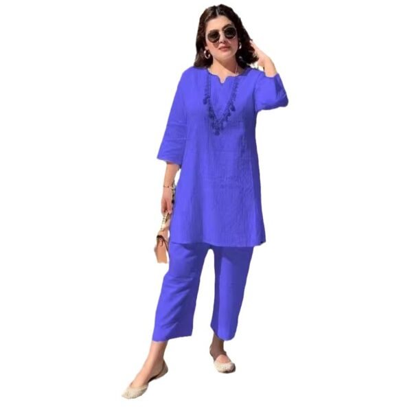 Stylish Solid Color Pullover Two-Piece Suit – Ethnic Elegance & Modern Comfort - Image 4