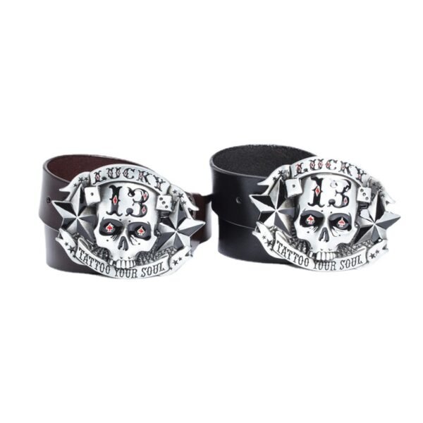 Trendy Men's Leather Belt Skull Skateboard Buckle - Image 7