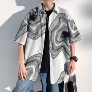 Level Up Your Summer Style with the GenZ Hong Kong-Inspired Short Sleeve Shirt – Cool, Confident, and Classically Edgy