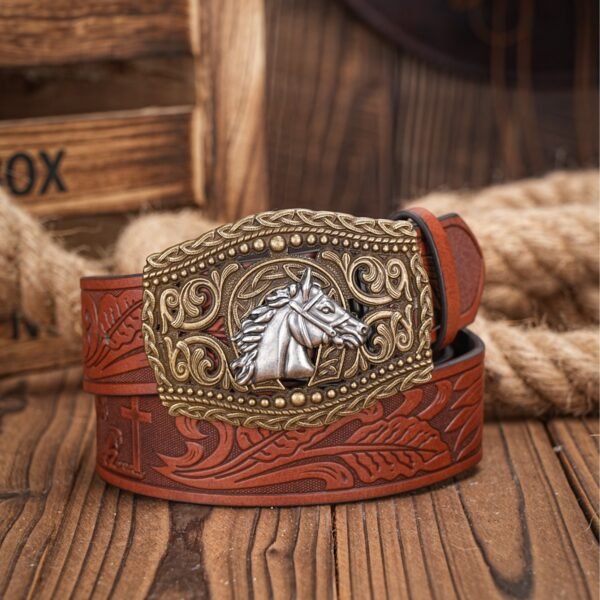 Carved Retro Western Denim Personality Belt Men - Image 7