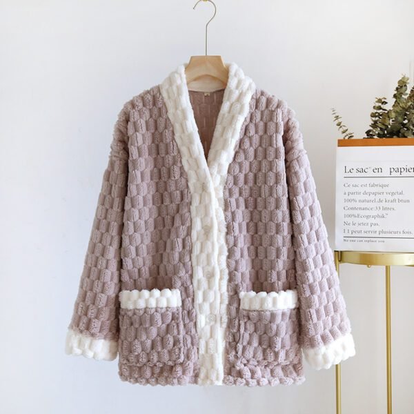 Winter Pajamas Women's Top One-piece Flannel Fleece-lined - Image 7