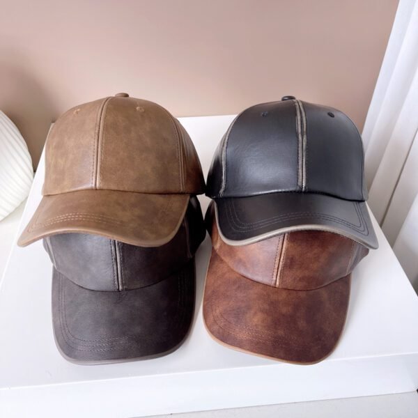 Washed Old Patent Leather Baseball Hat - Image 8