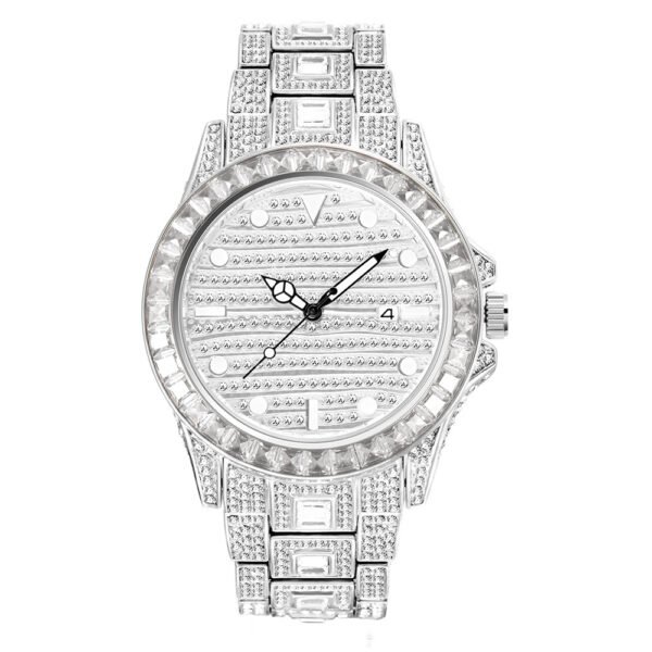 High-End Gradient Rainbow Diamond Men’s Quartz Watch – Bold Luxury, Waterproof Performance - Image 4