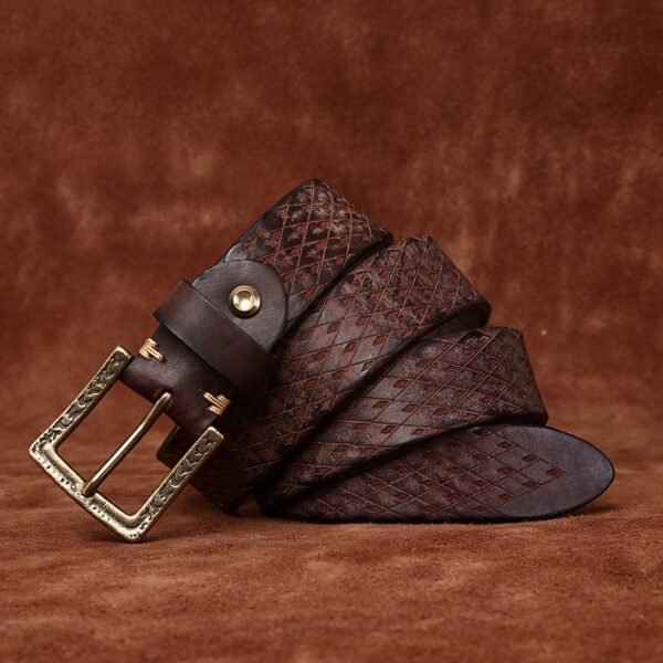 Diamond-Carved Men's Denim Belt – Premium Style & Durability - Image 5