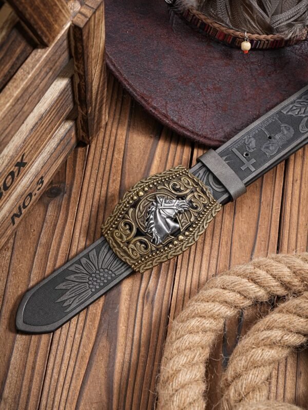 Carved Retro Western Denim Personality Belt Men - Image 4