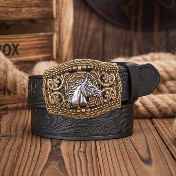 Carved Retro Western Denim Personality Belt Men - Image 6