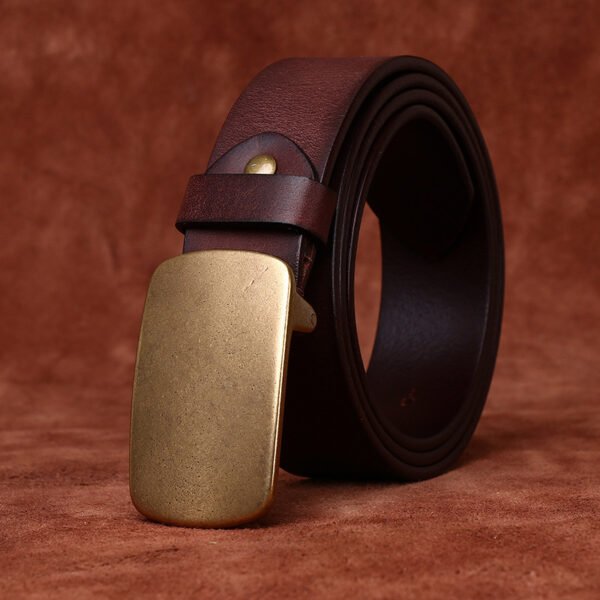 Wide Top Layer Smooth Buckle Retro Frosted Belt - Image 6