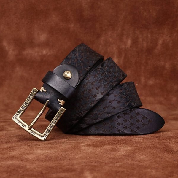 Diamond-Carved Men's Denim Belt – Premium Style & Durability - Image 2