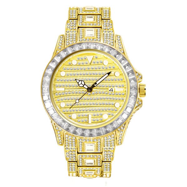 High-End Gradient Rainbow Diamond Men’s Quartz Watch – Bold Luxury, Waterproof Performance - Image 3