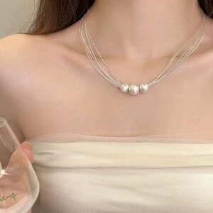 Women's Silver-plated Necklace Multi-layer Snake Bones Chain