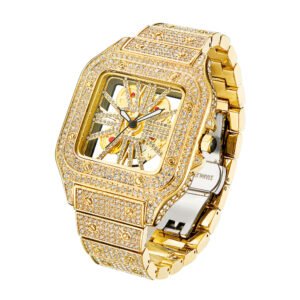 Square Special-Interest Design Hollow Full Diamond Quartz Watch – Luxurious Elegance Meets Modern Craftsmanship