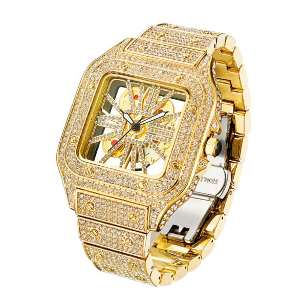 Square Special-Interest Design Hollow Full Diamond Quartz Watch – Luxurious Elegance Meets Modern Craftsmanship