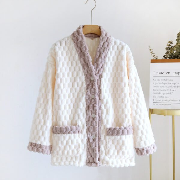 Winter Pajamas Women's Top One-piece Flannel Fleece-lined - Image 6