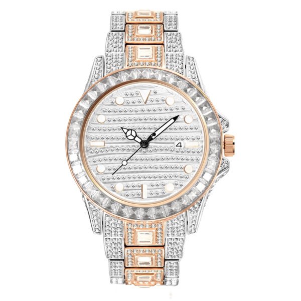 High-End Gradient Rainbow Diamond Men’s Quartz Watch – Bold Luxury, Waterproof Performance - Image 7