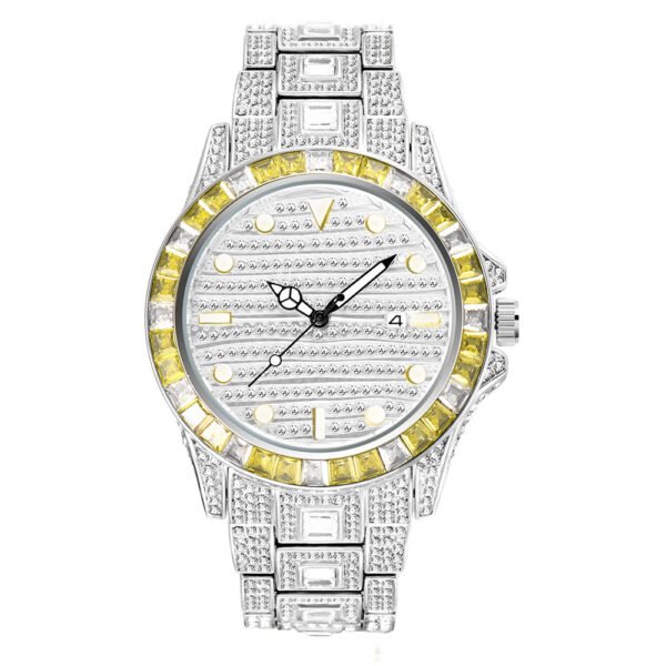 High-End Gradient Rainbow Diamond Men’s Quartz Watch – Bold Luxury, Waterproof Performance - Image 2