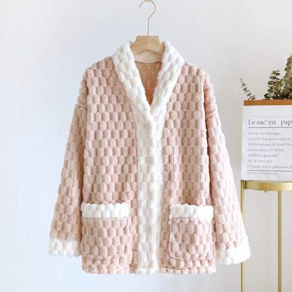 Winter Pajamas Women's Top One-piece Flannel Fleece-lined - Image 4