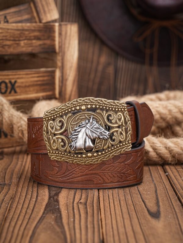 Carved Retro Western Denim Personality Belt Men - Image 5