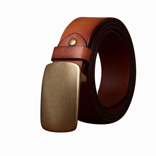 Wide Top Layer Smooth Buckle Retro Frosted Belt - Image 2