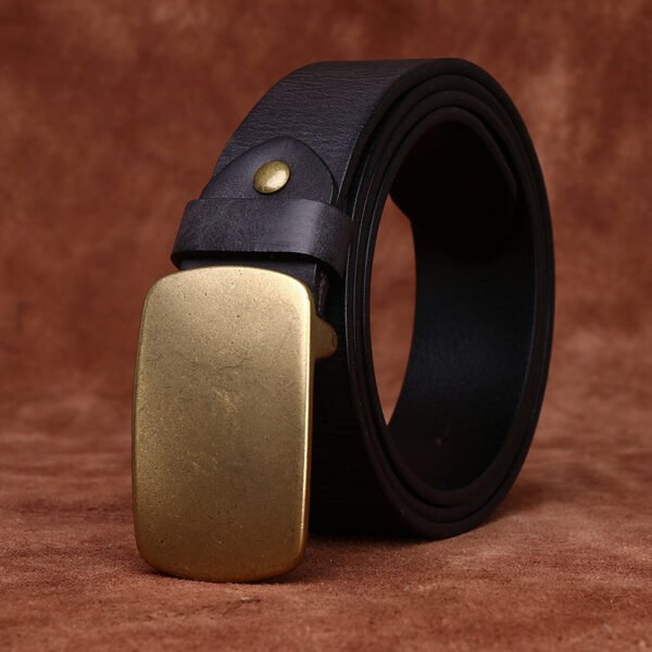 Wide Top Layer Smooth Buckle Retro Frosted Belt - Image 8