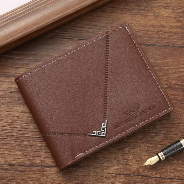 Men's Stylish Short Wallet Multi Card Slots & Lychee Pattern - Image 3