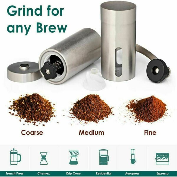 Portable Manual Coffee Grinder Stainless Steel with Ceramic Burr - Image 5