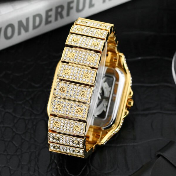 Square Special-Interest Design Hollow Full Diamond Quartz Watch – Luxurious Elegance Meets Modern Craftsmanship - Image 3