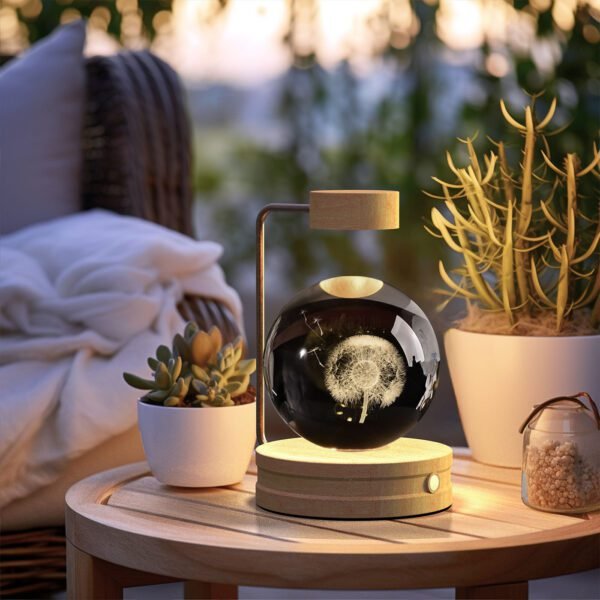 Crystal Ball Cosmic Dinosaur Indoor Night Light – USB Powered Warm Bedside Lamp for Birthday Gifts & Home Decor
